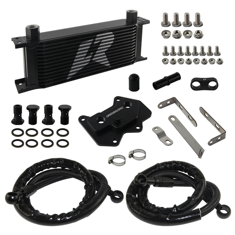 Kit de enfriador de aceite de aluminio, 14 filas, negro, para VW Golf R GTI MK5 MK6 03-08 y AUDI A3/S3 06-08
