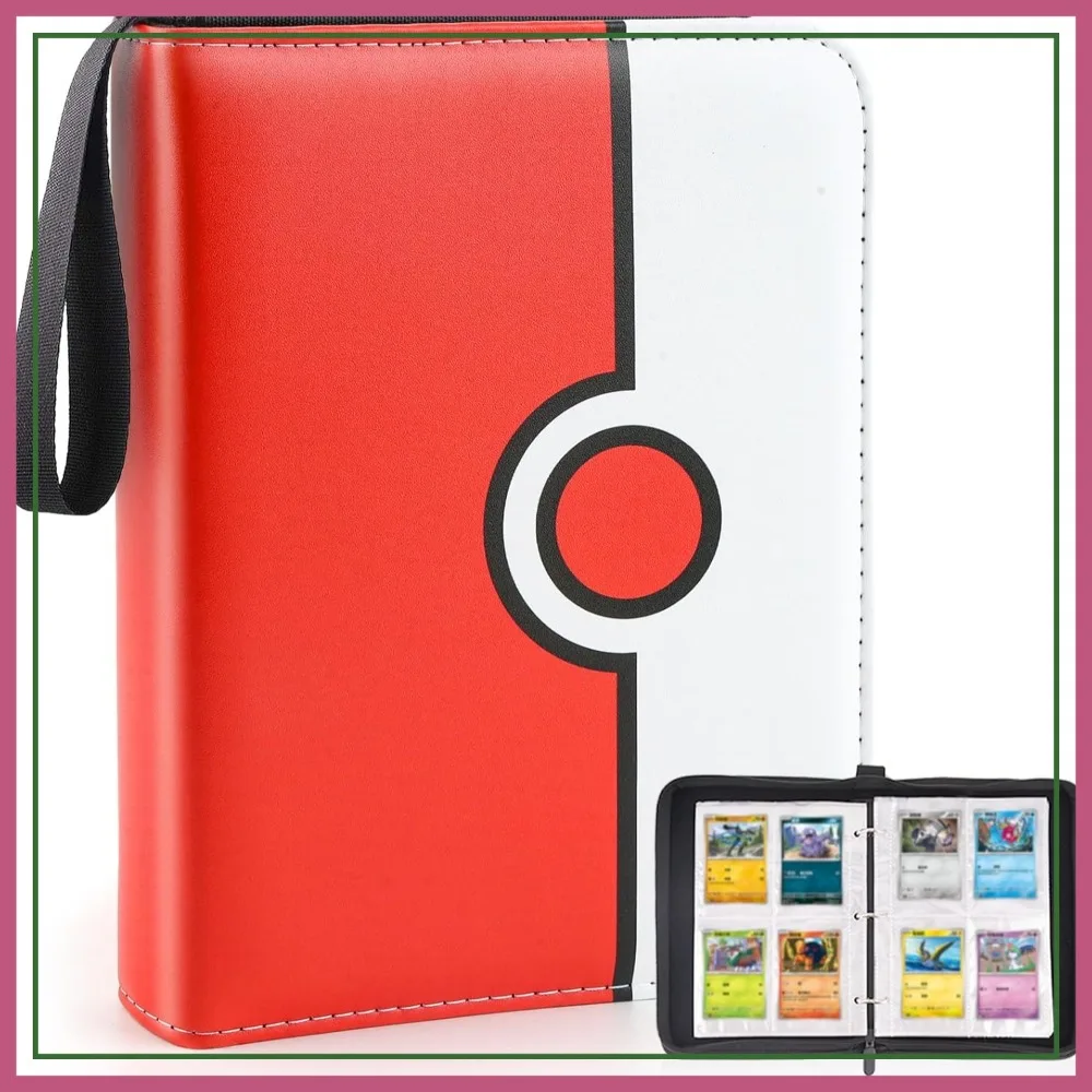 

400-Pocket Trading Card Binder with 50 Removable Sleeves, Zippered Portable Album for TCG & Sports Cards