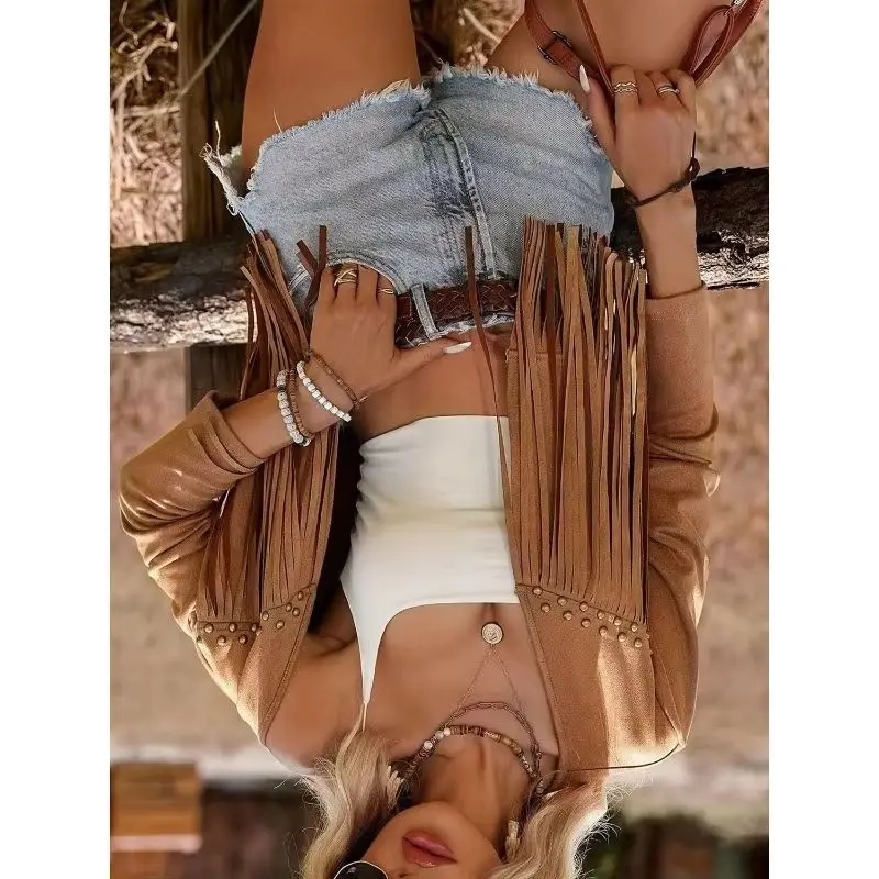 

The New Autumn Long-sleeved Tassel Design Retro Ethnic Style and Unique Street Women's Coat with Tassel Cardigan Women’s Wear