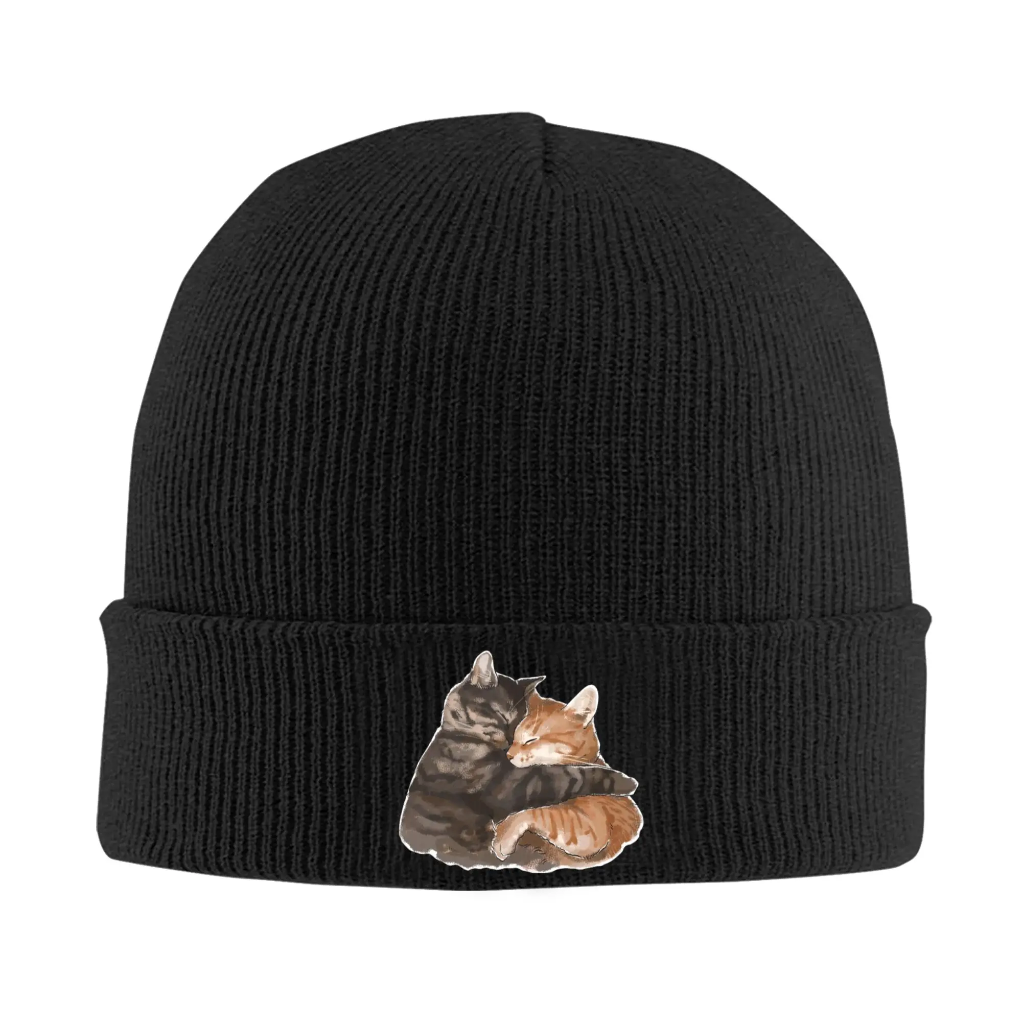 A pair of Cat Beanie Hats  Knit Hat Unisex Adult Cool Warm Caps Winter Outdoor Sport Pattern Bonnet Hats