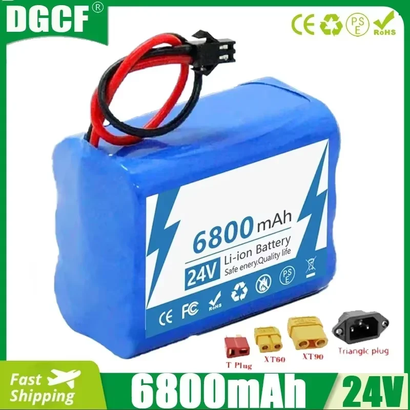 

24V 6S2P Li-Ion Battery 6800mAh 18650 24 V Lithium Battery Pack 24V with BMS Optional plug +25.2V2A charger