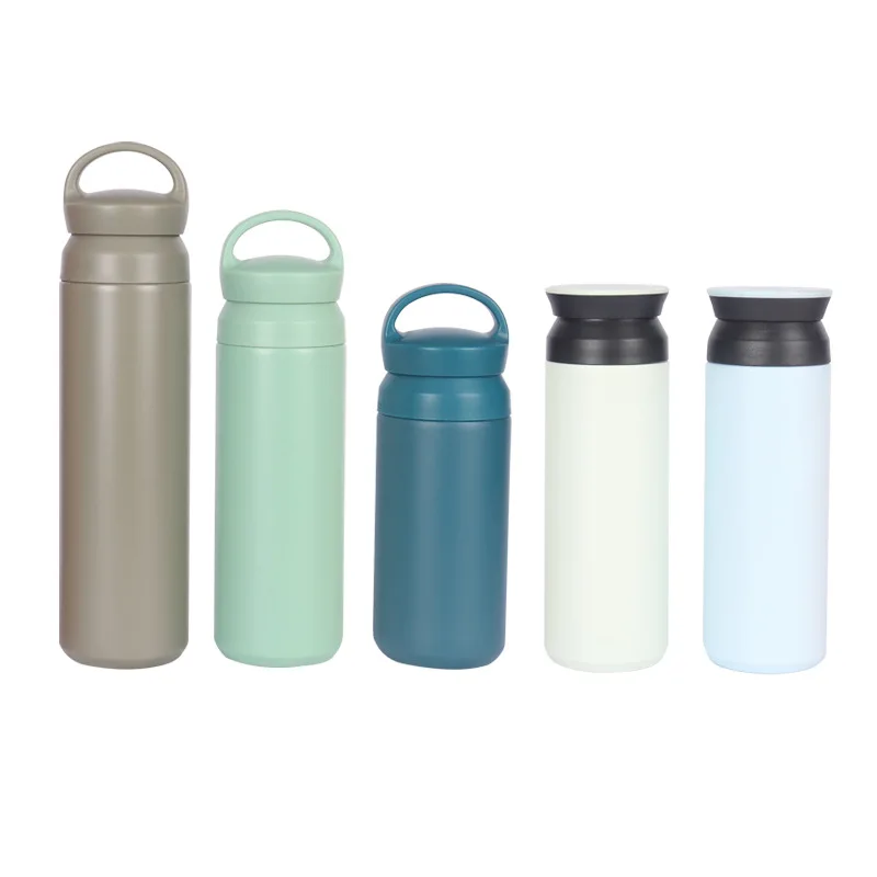 

350 мл/500 мл простая изолированная бутылка с плоской крышкой, герметичная изолированная чашка для воды для женщин и мужчин