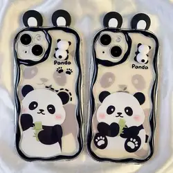 Phone Case for Huawei Honor 90 Lite 20 50 SE Nova 5T 11 7 9 10 P30 P40 Mate 30 40 Pro Cartoon 3D Panda Ears Soft Wavy Cover