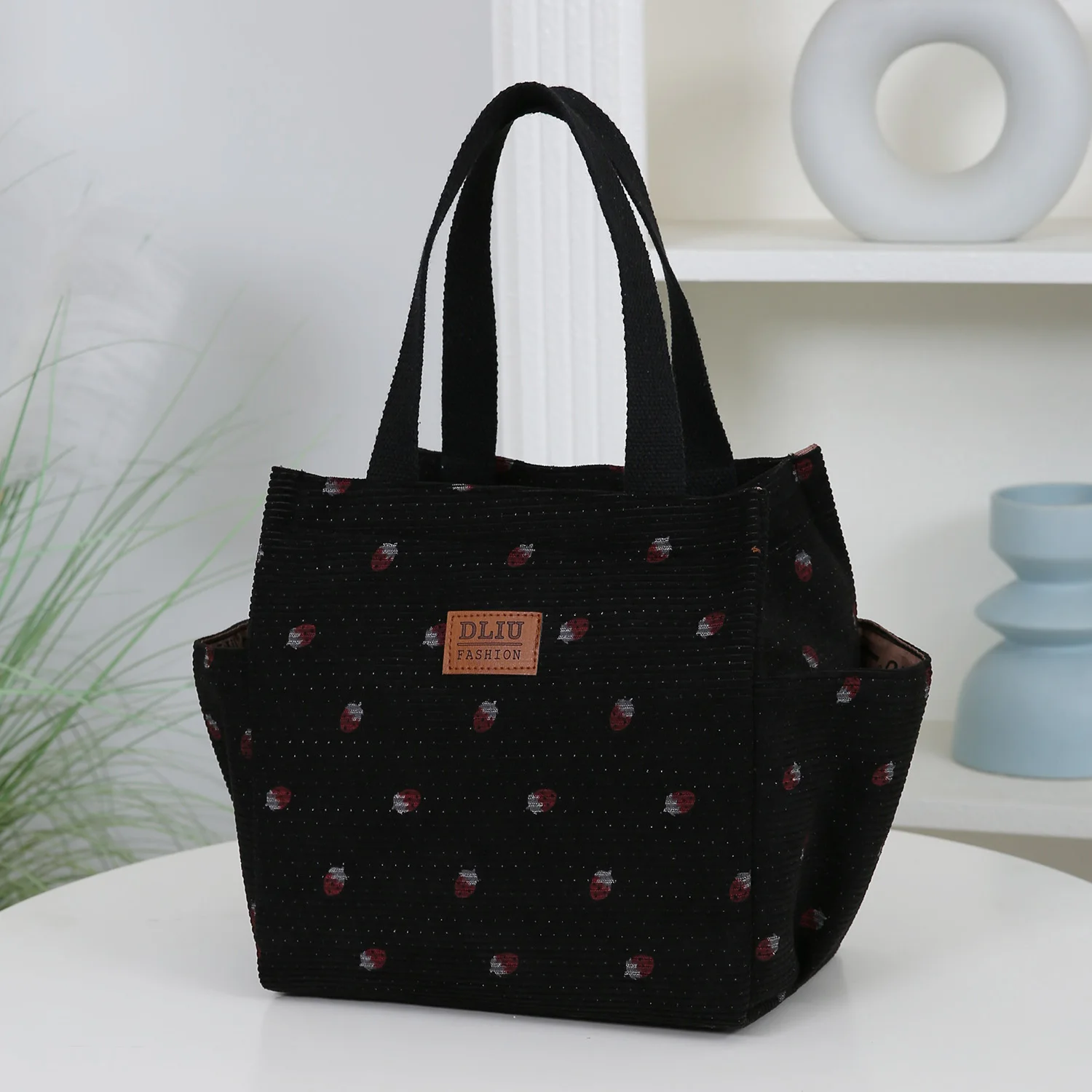 Corduroy Tote Bag, Lunch Box Storage Bag, Lunch Bag, Commuter Miscellaneous Bag, Suitable for Work, Everyday Use, and Shopping