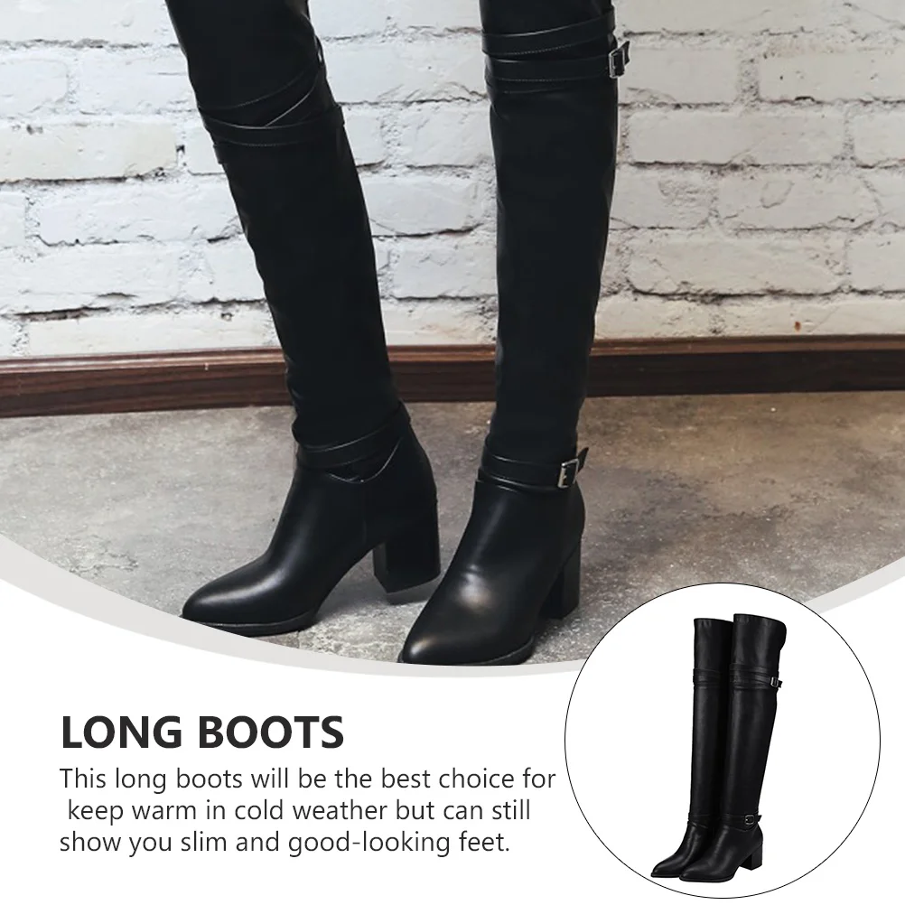 

1Pair Thick Heel Woman Knee Above Long Boots Fashion Warm Winter Autumn High Heel Comfortable Anti Wear Footwear