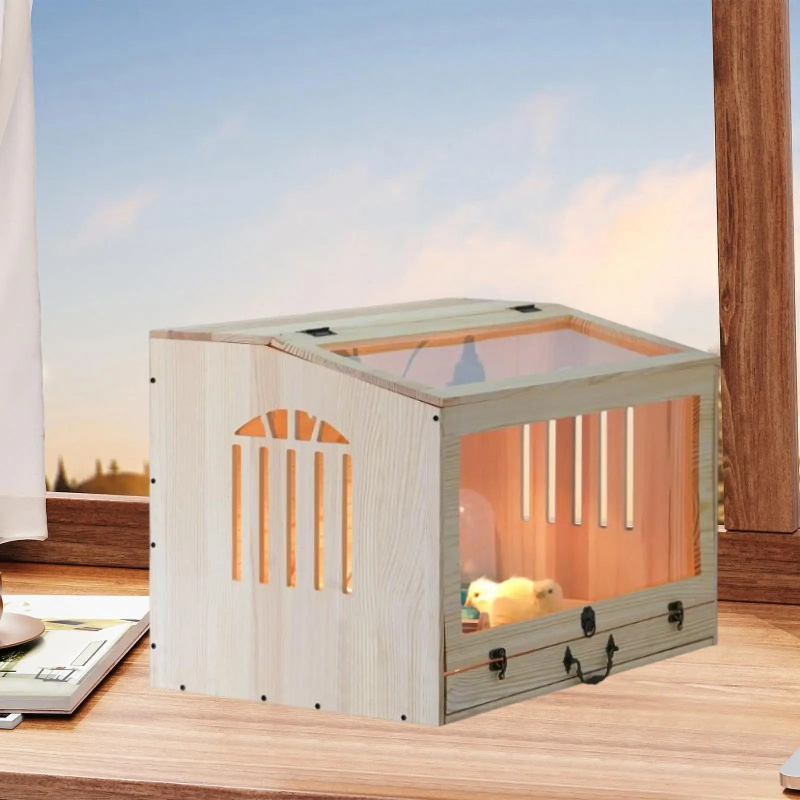 

Chicken Brooder Box Wood Habitat Breeding Box for Chicks Hamsters Supplies