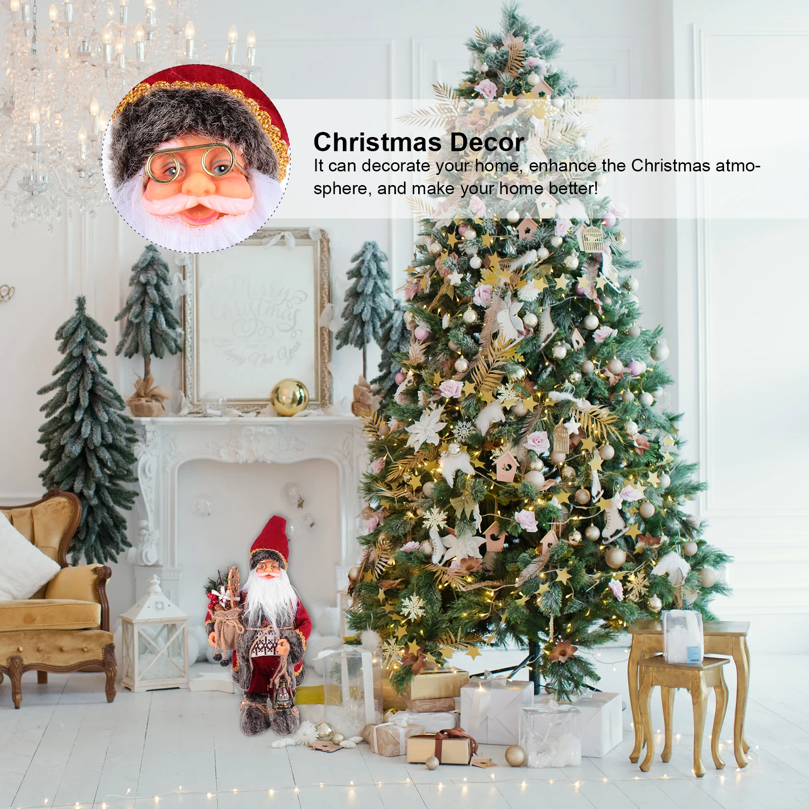 

Luxury Santa Claus nament Christmas Decorations Car Pendant Fabric Gift for Home Tree Party Table Window Scene