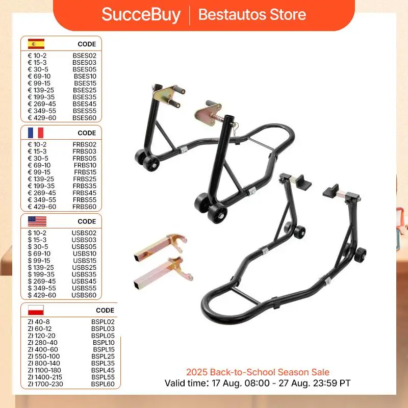 SucceBuy-soporte de elevación para motocicleta, soporte combinado delantero y trasero de 850 libras, soporte de horquilla para rueda delantera y trasera, soporte para rueda trasera de alta resistencia