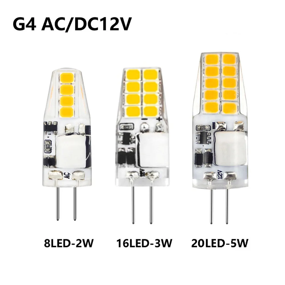 10pcs No Flicker G4 LED Lamp Small Mini Corn Bulb ACDC12V 2835 20 leds Warm white 3000K Pure White 6000k Crystal Cnandelier Bulb