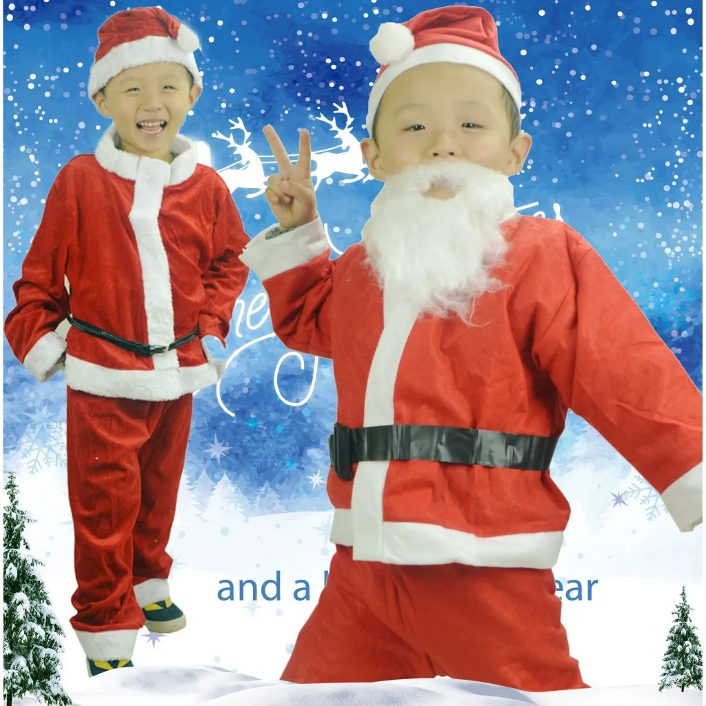 Kids Christmas Santa Claus Costume Full Set Korean Style Boys Girls Toddler Fancy Dress Holiday Party Cosplay Outfit