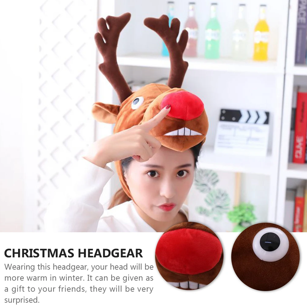 

Elk Headgear Hat Christmas Antler Headdress Cute Hair Accessories up Party Headwear Favors Has