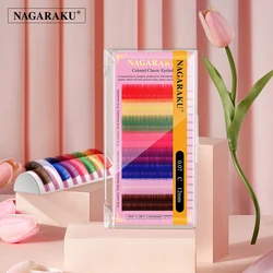 NAGARAKU Mix Color Eyelashes Make up High Quality Soft Natural Synthetic Mink Rainbow Eyelash Extension Supplies 8 Colors Mix