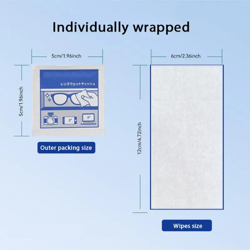 100PCS Disposable Eyeglass Cleaning Wipes - Individually Packaged, Suitable For Eyeglasses, Smartphones, Tablet Screens