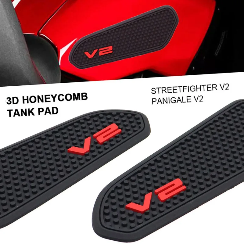 Almohadillas antideslizantes para tanque de combustible, pegatina lateral para Ducati Streetfighter V2 Panigale V2 2020 2022, almohadilla de tracción para agarre de rodilla de Gas