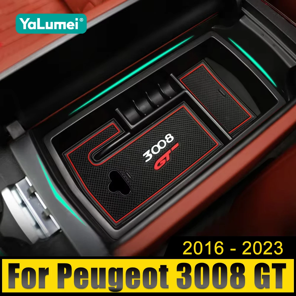 

For Peugeot 3008 GT 2017 2018 2019 2020 2021 2022 2023 3008GT Hybrid Car Central Armrest Storage Box Organizer Tray Accessories