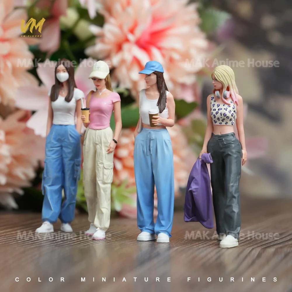 مطبوعة رائعة الوجه 1/24 1/18 حقيبة تسوق تحمل فتاة اللياقة البدنية الكلب المشي رجل الرئيس التنفيذي الشكل دمية نموذج المشهد لعبة الديكور