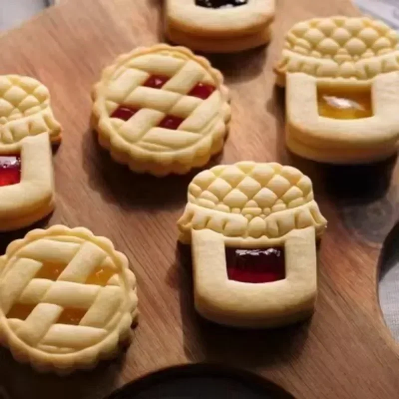 Mermelada sándwich cortador de galletas molde de galletas 3D Navidad plástico prensable Fondant galleta sello decoración de pastel de Año Nuevo suministros para hornear
