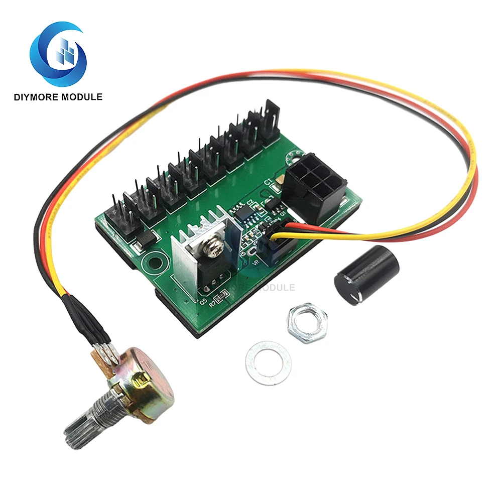 4/8 Way High Power Fan Voltage Regulator 3-Pin 4-Pin Case Fan Voltage Regulator 6-Pin Power Port 12V Speed Controller