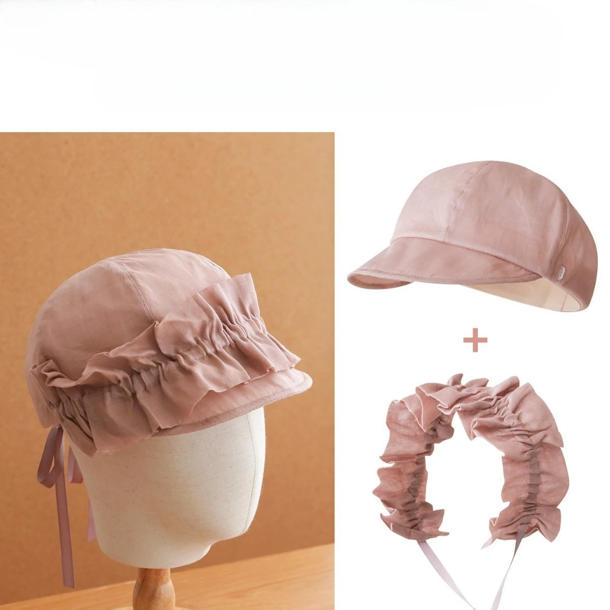 Japanische Ramie-Reiterhüte für Damen, Frühling/Sommer, Sonnenschutz, Feenwind, Faltenrock, Krempe, Visiere, Kappe, Accessoires für Herren – Detail 4