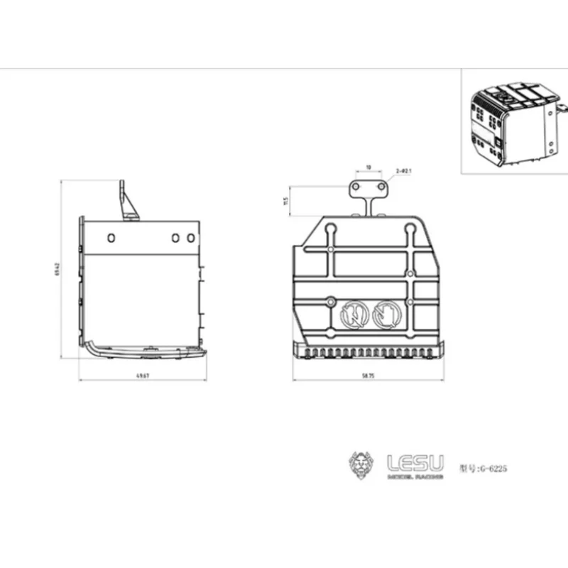 Werkzeugkasten LESU für Tamiya 1/14 LKW-Modell FH-16 LKW-Auspufftank mit Breitenanzeigeleuchte G-6225 aus Edelstahlmaterial – Detail 1