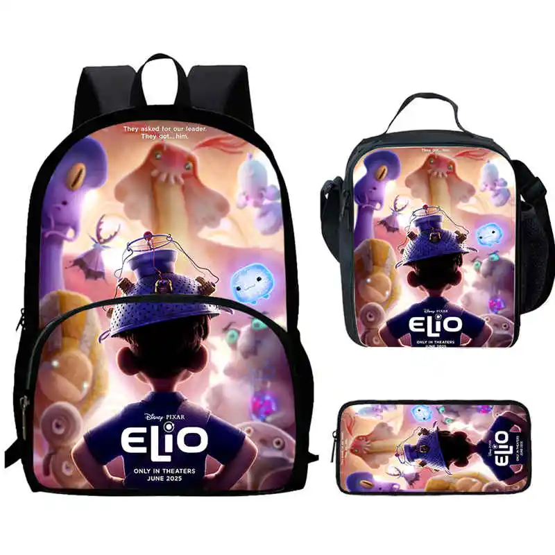 

Cartoon Child Backpack with Front Pocket,Lunch Bag,Pencil Bag for Aged 5-10,Cartoon ELIO School Bag for Boy Girl