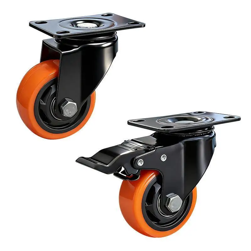 3/4/5 Inch PVC Furniture Caster Wheels with Security Lock 1Pcs Swivel Design for Dollies Bedside Table Storage Trolley