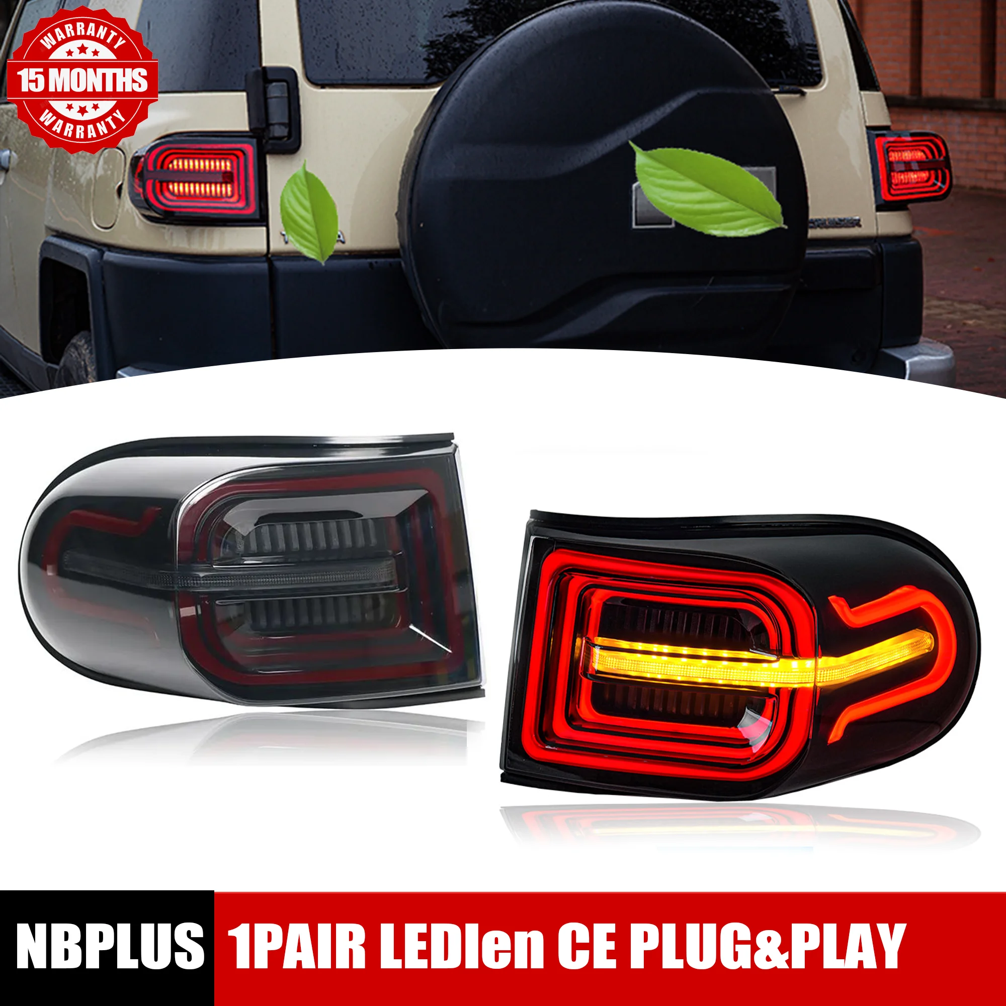 Car LED Rear Taillights for Toyota FJ Cruiser 2007-2017 RGB Animation Rear Lamps LED Taillight Assembly