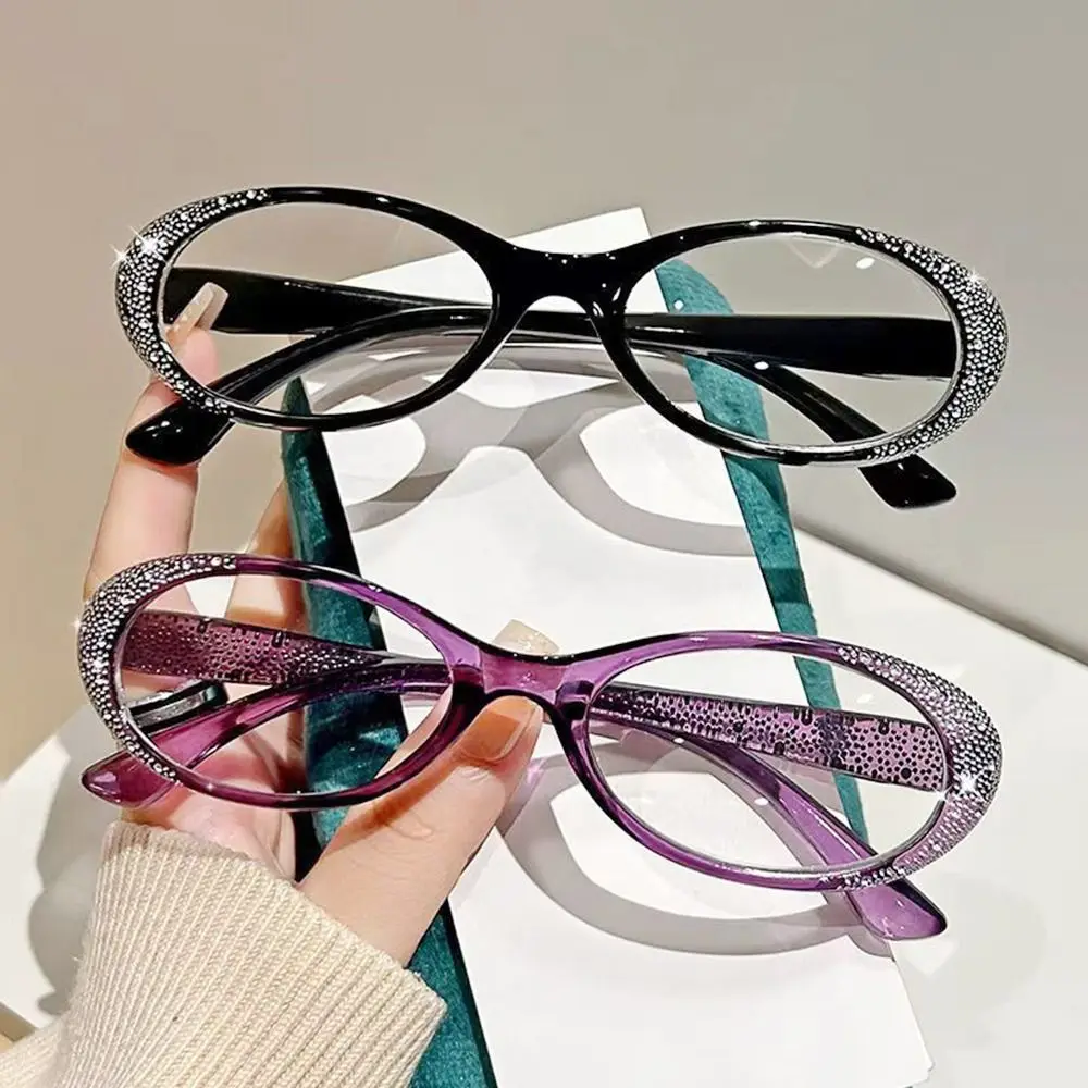 Blue Ray Blocking Anti-Blue Light Reading Glasses Eye Protection Glitter Frame Hyperopia Glasses Luxury Diamond Ultralight