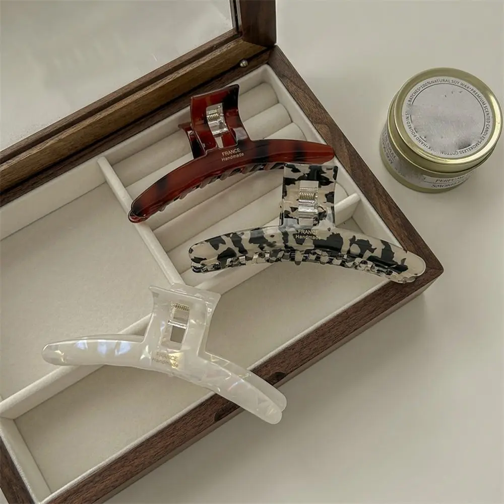 Acetato geométrico Clipe de Garra de Cabelo, Oversize, Forma T, Transparente, Letra, Leopardo, Tubarão, Lavando o Rosto, Estilo Coreano