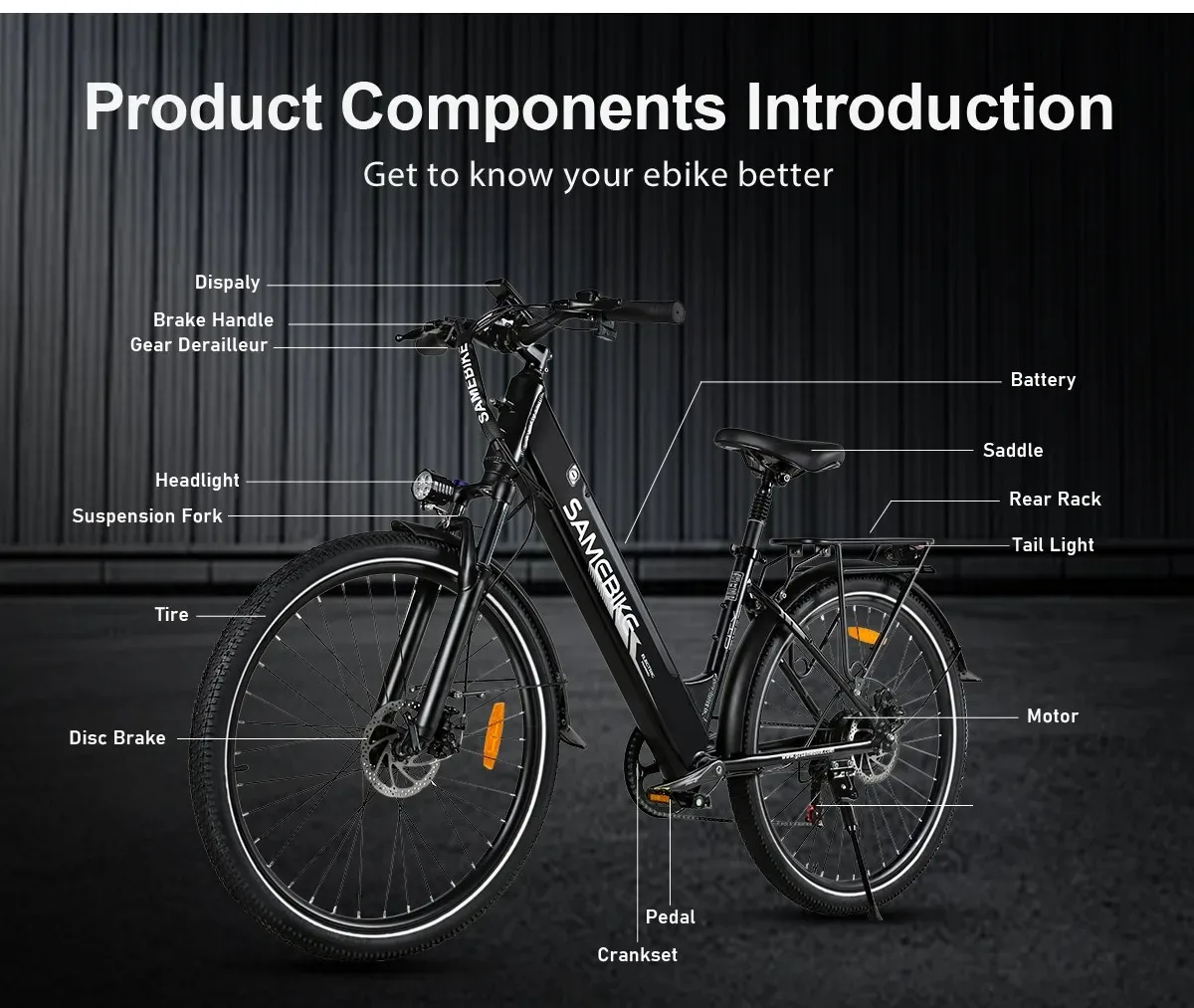 SAMEBIKE RS-A01PRO E-Bike 500W Motor 36V15AH Lithium-Akku Mechanische Scheibenbremsen Elektrofahrrad 26-Zoll-Reifen Elektrofahrrad – Detail 13