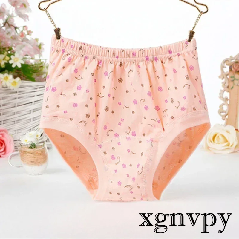 Xgnvpy Cotton Middle-aged and Elderly Underwear High Waist Large Size Women's Briefs Granny Loose Briefs Comfortable Underwear