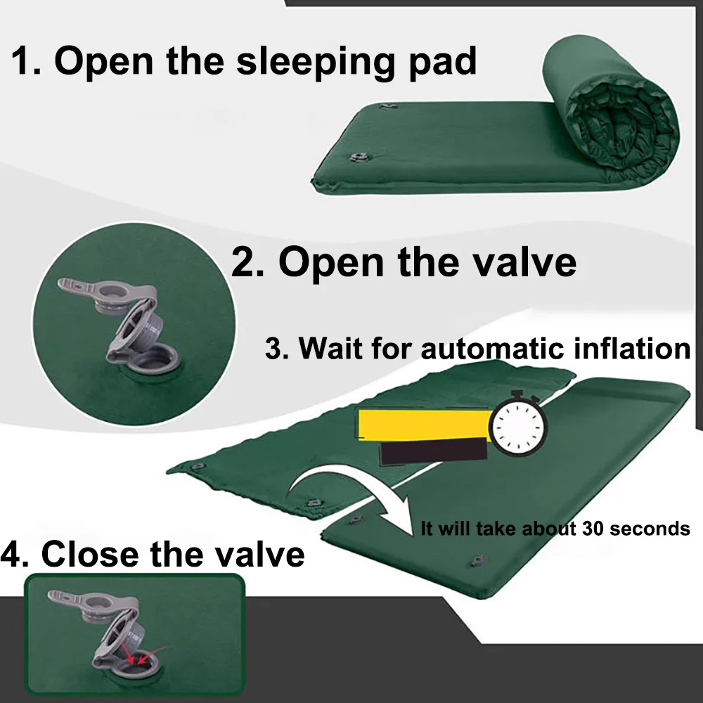 Automatic Inflatable Mattress 6cm Thickness Sponge Comfortable Self-Inflating Mat Camping Style Style Camping Style Tent Mat Lun