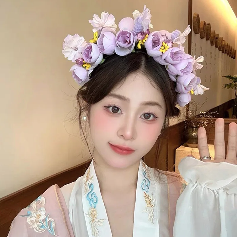 Hairpin Headdress Headband Ethnic Style Hanfu Flower Circumference High Value Explosion Photo Headband