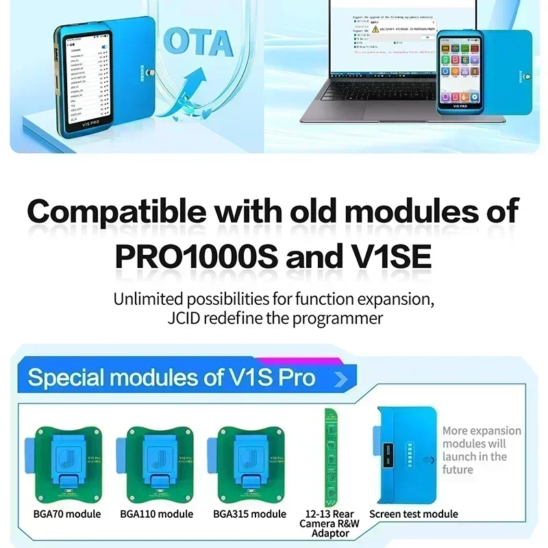 مبرمج JCID JC V1S Pro لـ BGA70 BGA110 BGA315 القرص الصلب اكتب وقراءة رمز الشاشة الأرجوانية أدوات إصلاح معرف الوجه الحقيقي