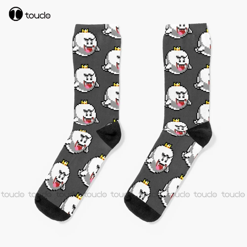 

8-Bit Ghost Socks Halloween Red Socks 360° Digital Print Custom Gift Christmas New Year Gift Creative Funny Socks Halloween New