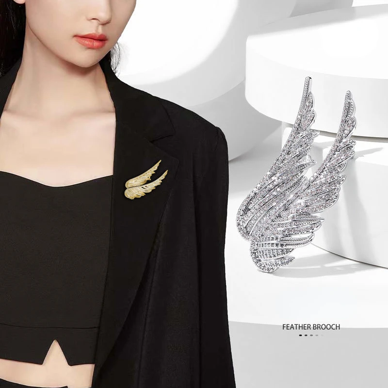 

Shining U Feather Brooch for Women Men Fashion Overcoat Accessory Gift