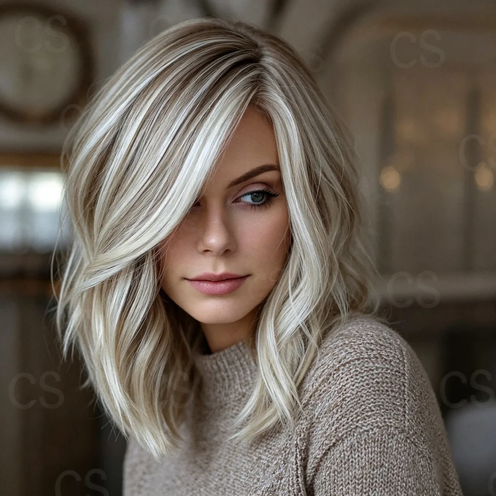 Soft Ombre Blond Wave 150 Density 100% Human Hair 13x4 Lace Front Wig with Baby Hair Pre-Plucked Easy Care Natural Look