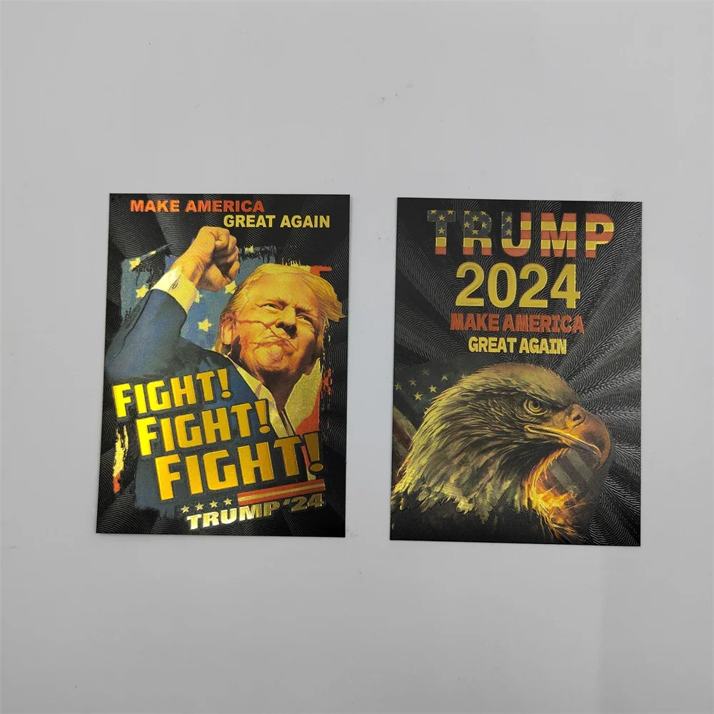 President Trump Fight  black and gold Plated paper CARD Make America Great Again medal Souvenir Collection Card home decoration