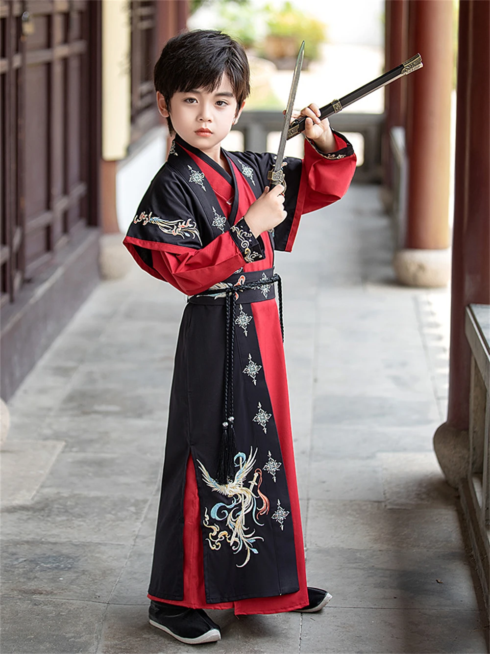 Boys Hanfu Traditional Chinese Dress Oriental Hanbok Kids Ancient Costume Improved Tang Suit Knight Party Stage Cosplay Outfits