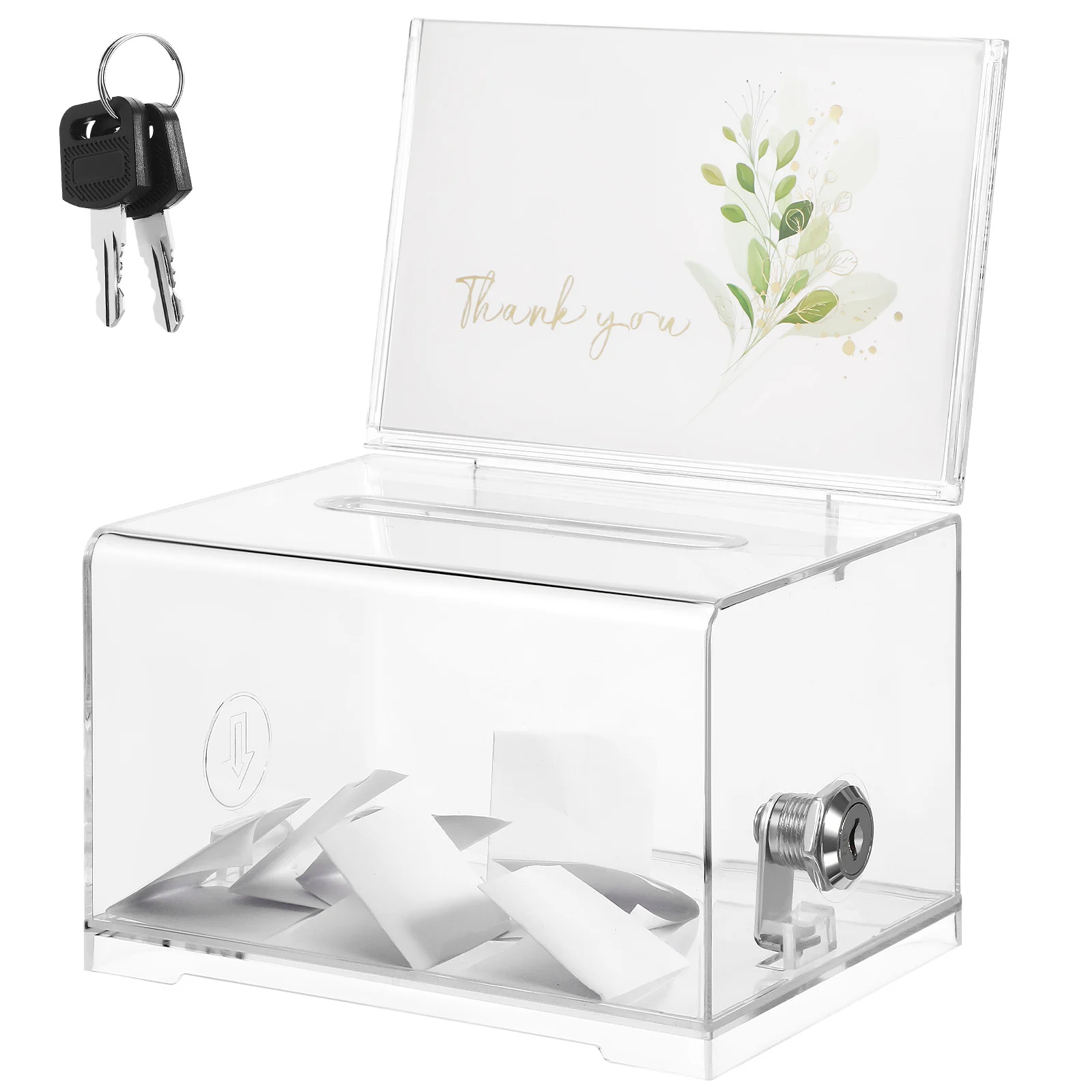Ballot Box Clear Acrylic Donation Box Lock Transparent Raffle Container For Voting Fundraising Charity Suggestion Money