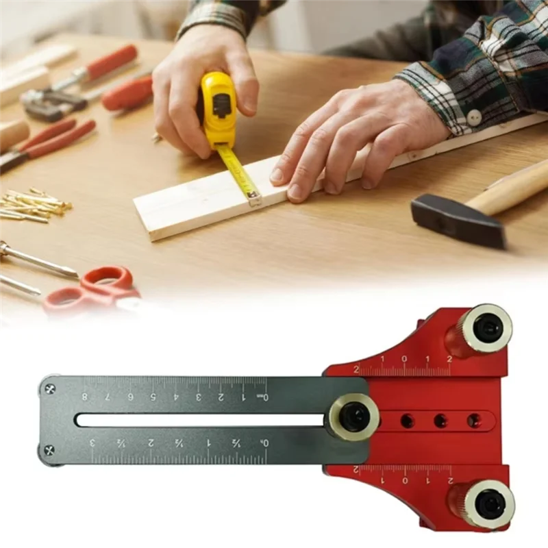 

【Hot-Selling!】2-In-1 Aluminum Alloy Jig Drilling Guide Locator For Cabinet Door And Rebounder Mounting Woodworking Pocket Doweli