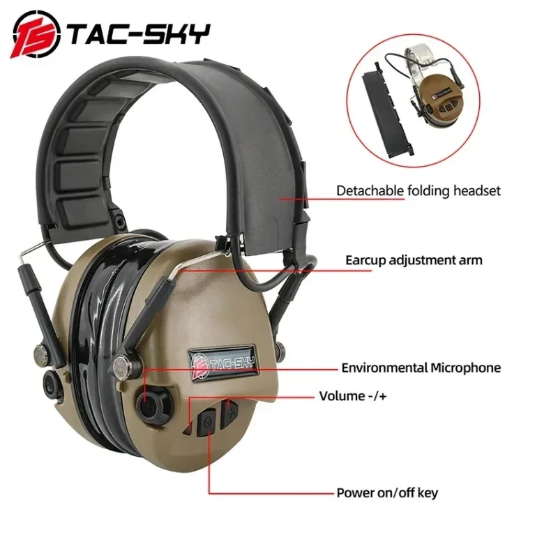 TAC-SKY Tactical Headset Airsoft TEA Hi-Threat Tier New detachable headband for SORDIN Hearing Protection hunting headphones