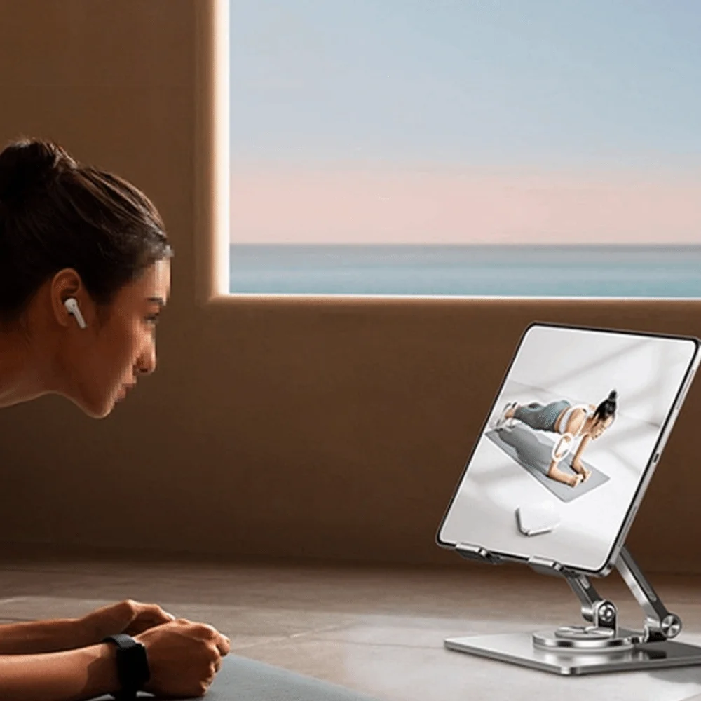 

360 ° Вращающаяся вращающаяся подставка для планшета, регулируемый держатель для планшета с рассеиванием тепла, противоскользящий металлический кронштейн для планшета, телефона