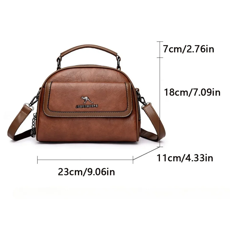 Bolsos de hombro de marca a la moda para mujer, bolso informal de estilo Retro, bolso de piel sintética de alta calidad, bandolera con doble cremallera para mujer