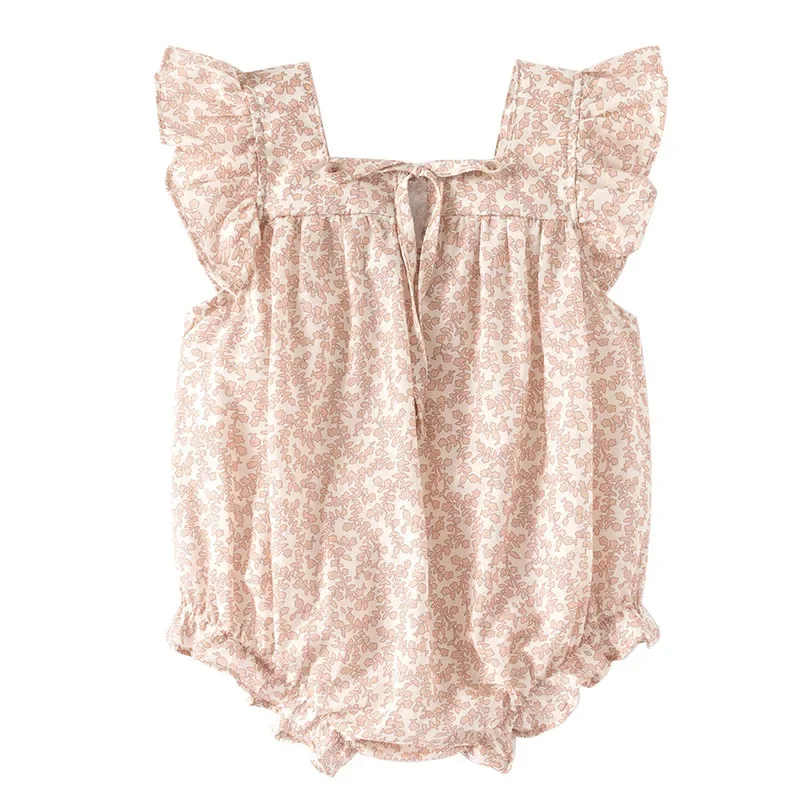 2025 New Summer Toddler Baby Girls Jumpsuit Flying Sleeve Cotton Flower Print Newborn Baby Girls Romper 0-24M Baby Clothing