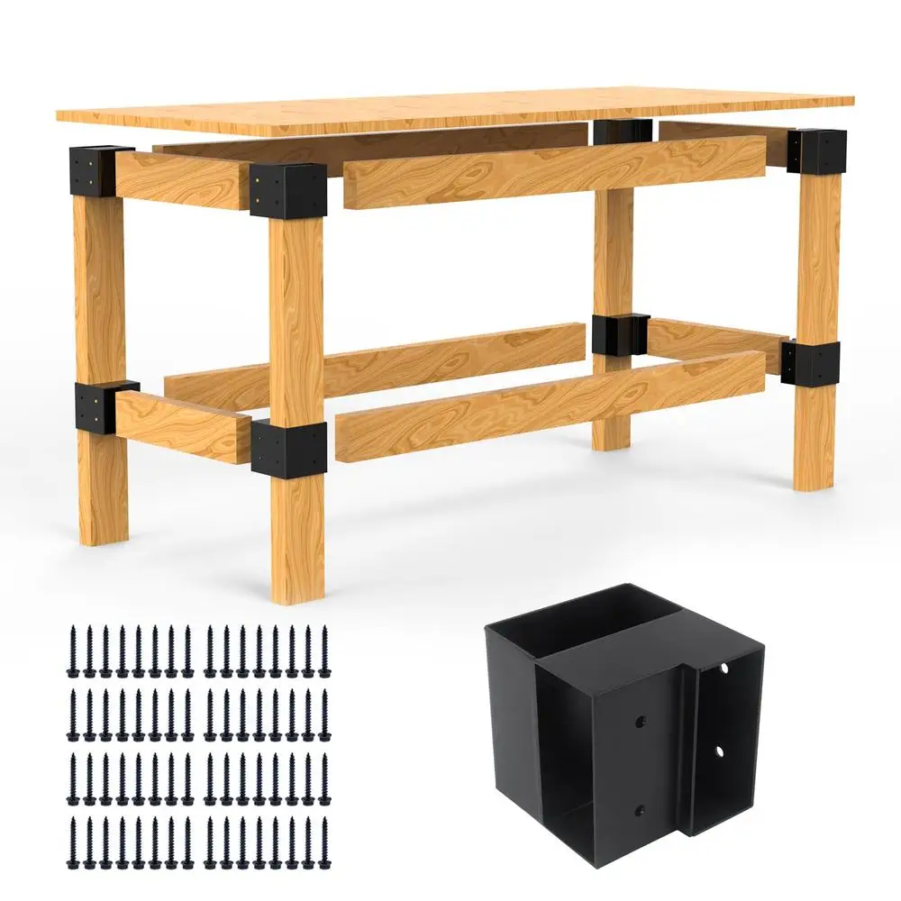 Heavy Duty Steel 3-Way Right Angle Corner Brackets Kit DIY Workbench Shelving Table Fits 2x4 8 Pcs 64 Screws Sturdy Durable