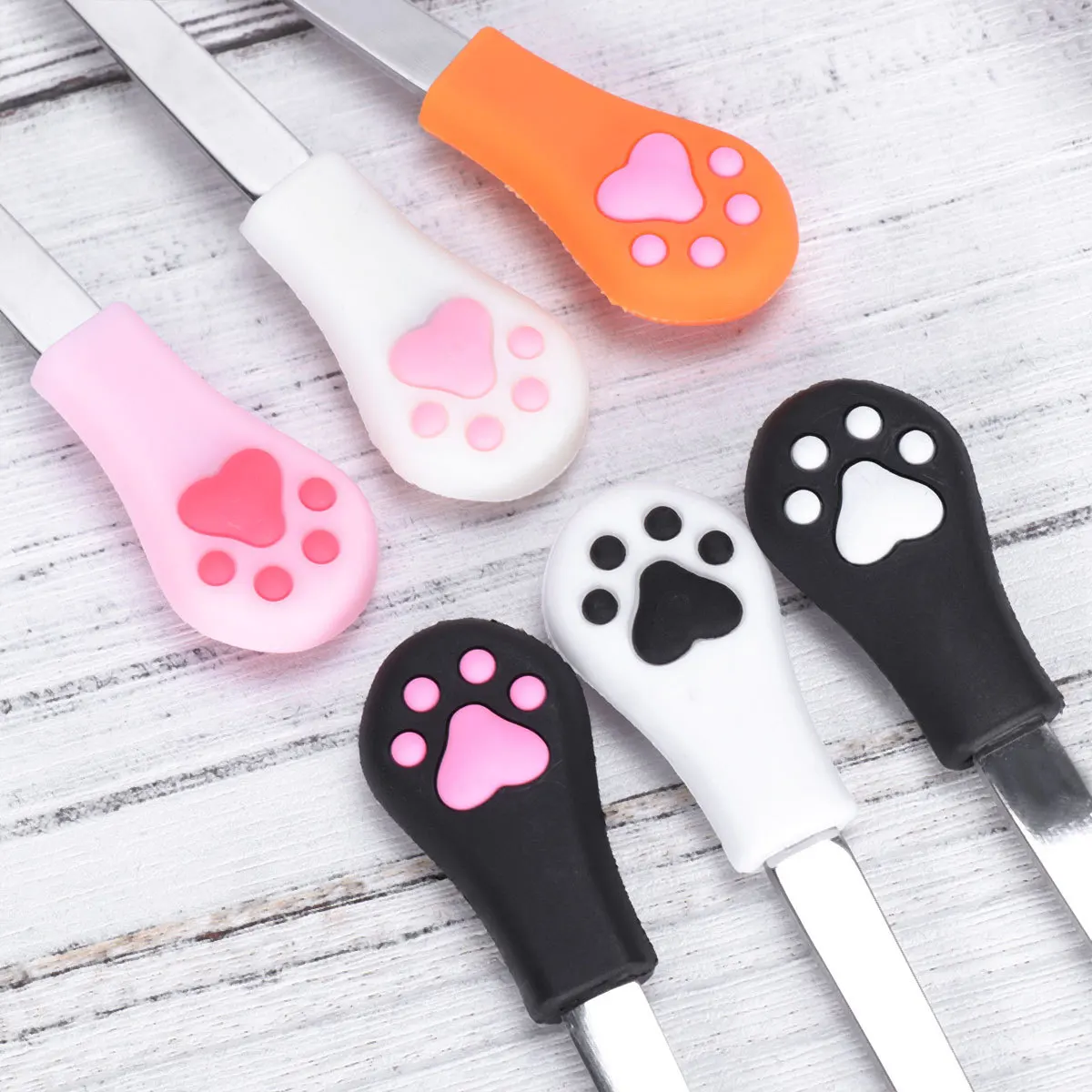 

6- шт. ложки с кошачьими когтями из нержавеющей стали, силиконовая головка, мороженое, кофе, чай, набор десертных ложек для домашней вечеринки, бистро, торта, кухни