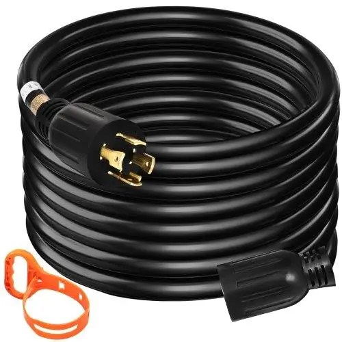 50FT 30Amp Generator Extension Cord - 4 Wire 10 Gauge Power Cable with Lock Connectors for 125V/250V