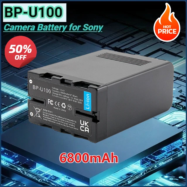6800mAh BP-U100 Battery for Sony Camera FS7M2 EX260 EX280 Z280 FS5 7 FX6 Z190 EX1R BP-U30 U60 U70 U90 Dual DTAP Camera Battery