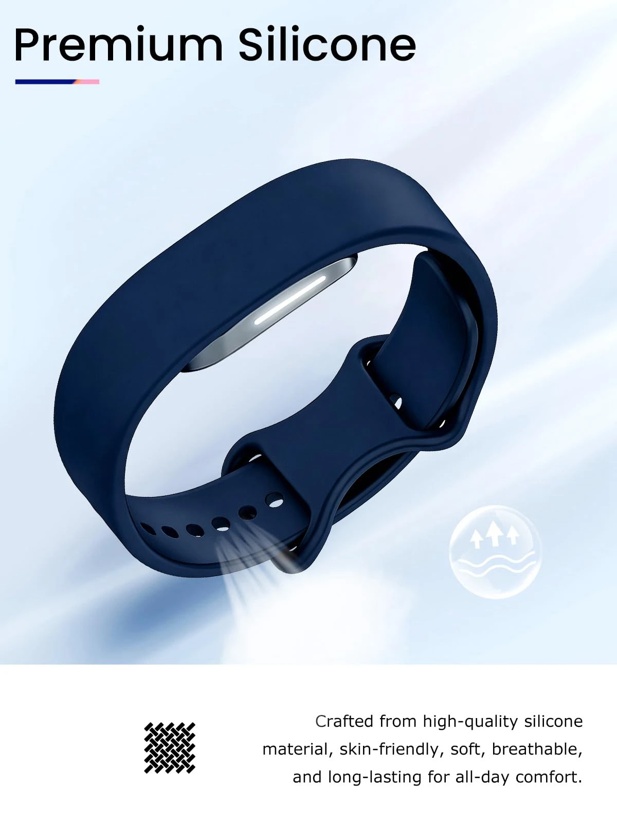 Replacement Silicone Strap for Hume Band 2.0 Soft Breathable Sport Wristband Sweat-Proof Adjustable Hole Portable Accessories